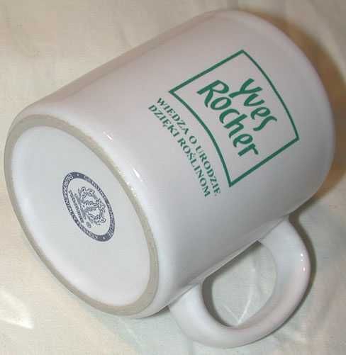 Nowy Kubek YVES ROCHER Biały z Zielonym Logo Dekoracyjna Porcelana
