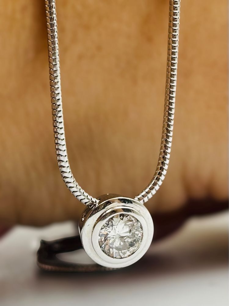 Naszyjnik Złoty z Brylantem 585/14k 0.51ct 45cm Certyfikat