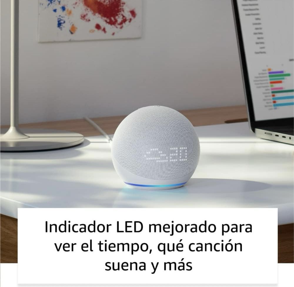 Alexa echo dot 5 com relogio azul