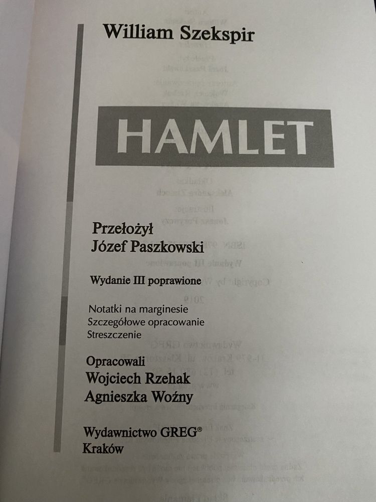 Książka ,,Hamlet”