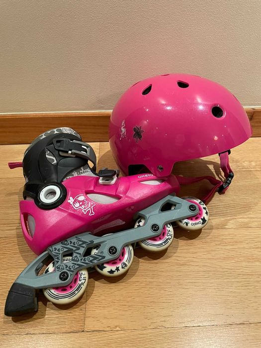 Conjunto patins em linha com saco e capacete Oxelo- 34/ 36
