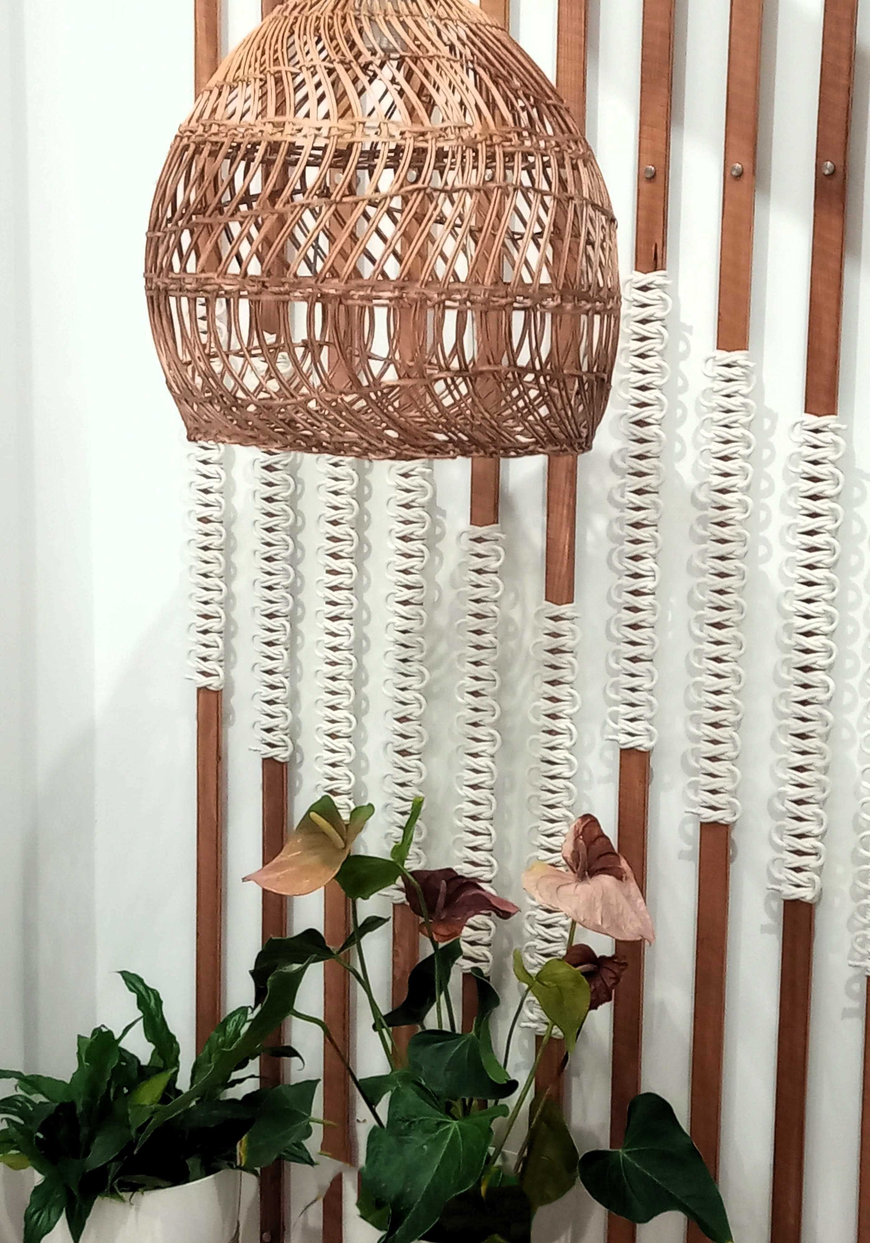 Lampa rattanowa boho ręcznie pleciona rozmiar L 45x42 natural