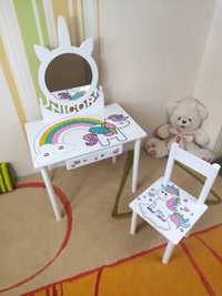Детский столик трюмо Единорог трельяж стульчик