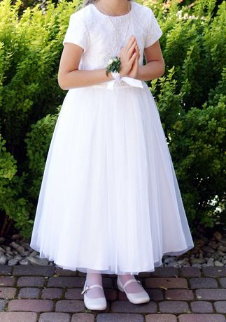 Biała suknia, sukienka komunijna + torebka