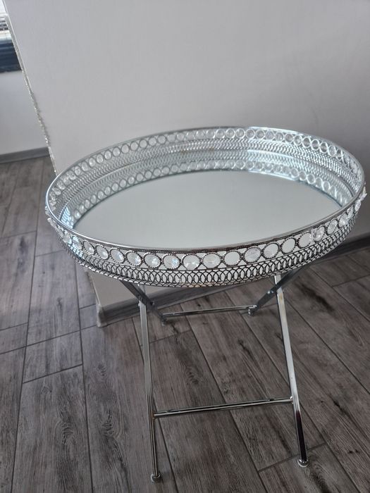 Stolik glamour srebrny