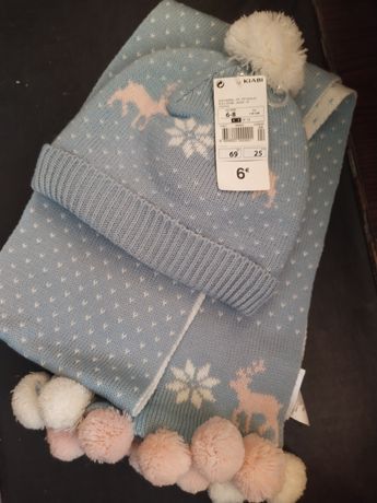 Комплект шапка і шарф для дівчинки зимовий Kiabi