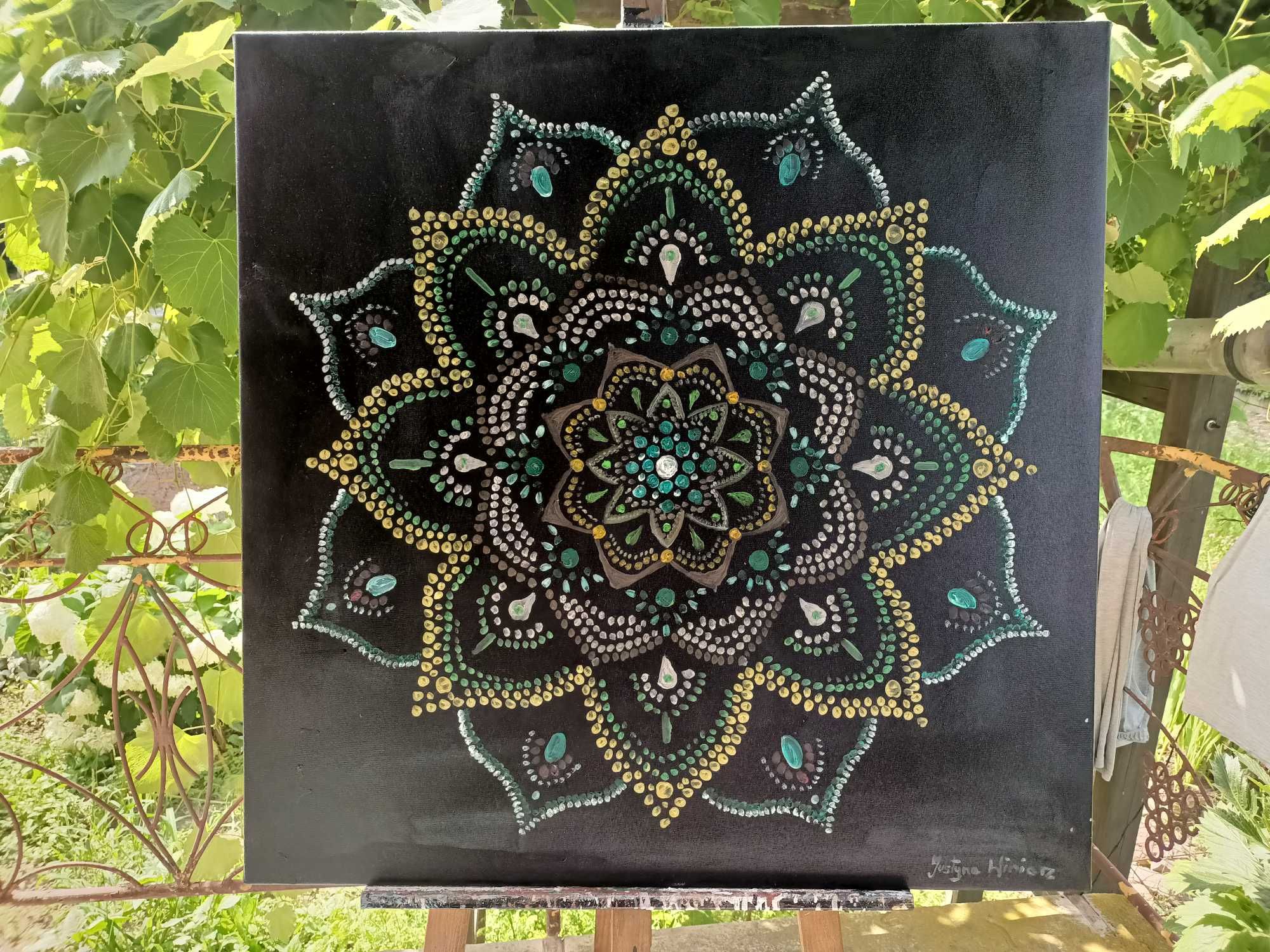 Obraz olejny mandala 80x80 xm