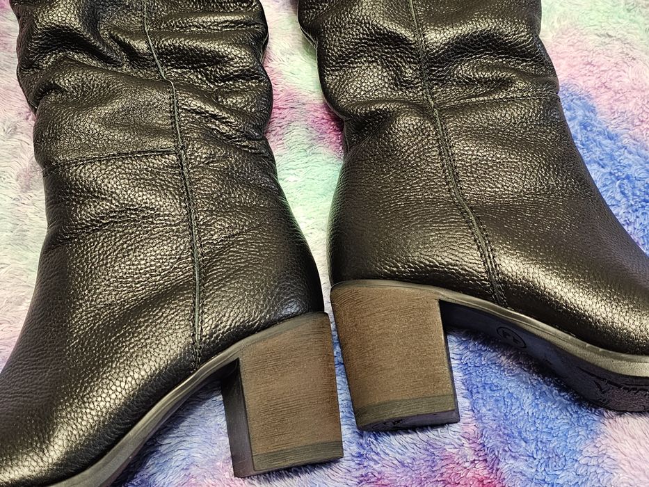 Зимові шкіряні сапожки на овчині, розмір 37, жіночі чоботи, ботінки