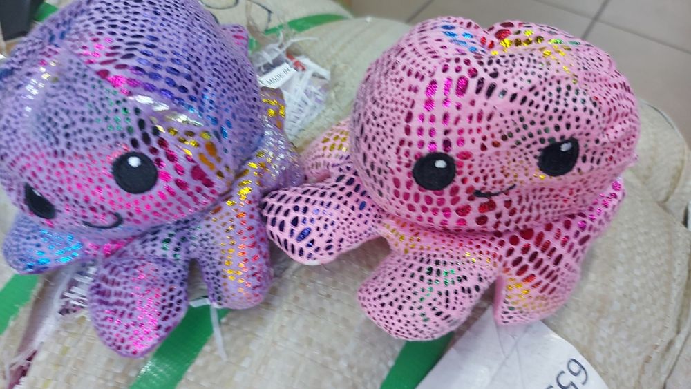 Мягкая игрушка осьминог перевертыш настроение "веселый+грустный" опт