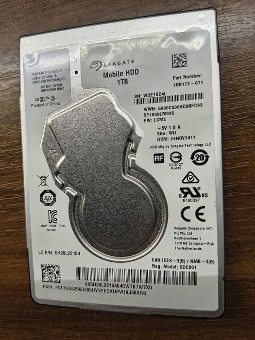 Dysk twardy HDD Seagate 1TB 2,5" SATA - sprawny!