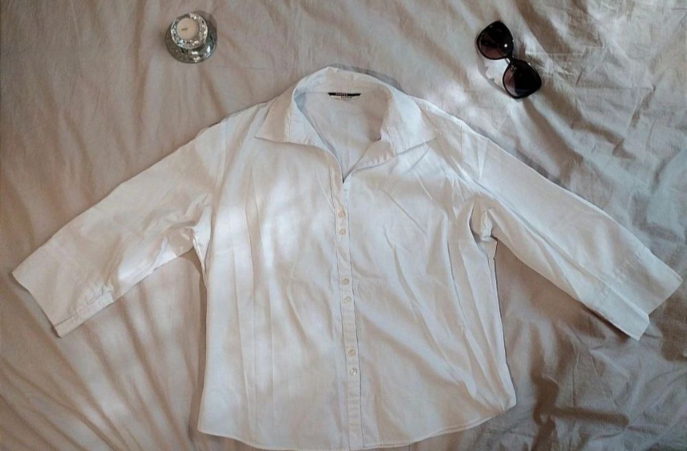 Bluzka damska George koszule biala white women's shirt