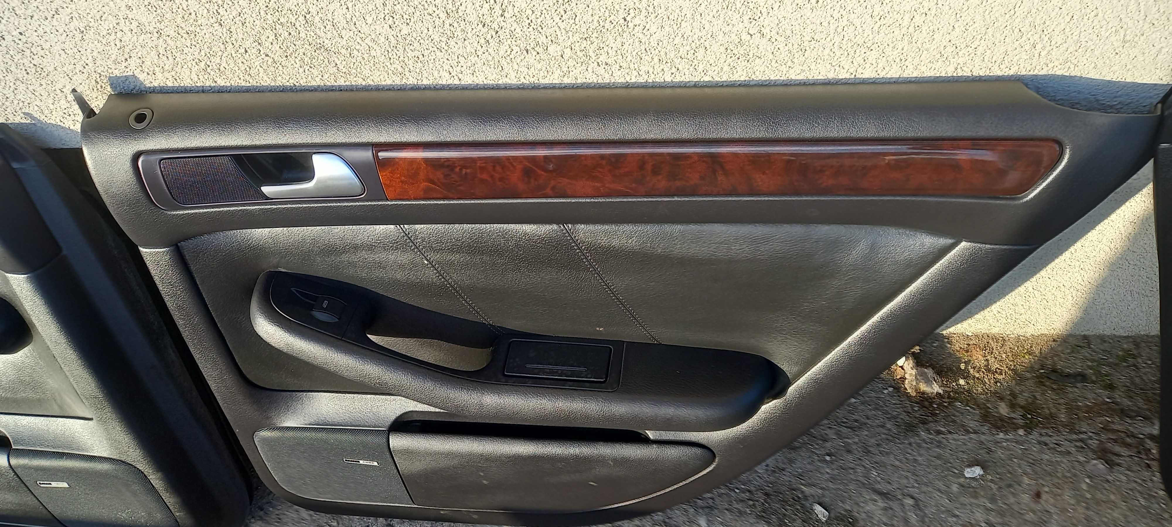 Boczki tapicerka drzwi Audi A6 C5 skóra BOSE Memory dekory kpl