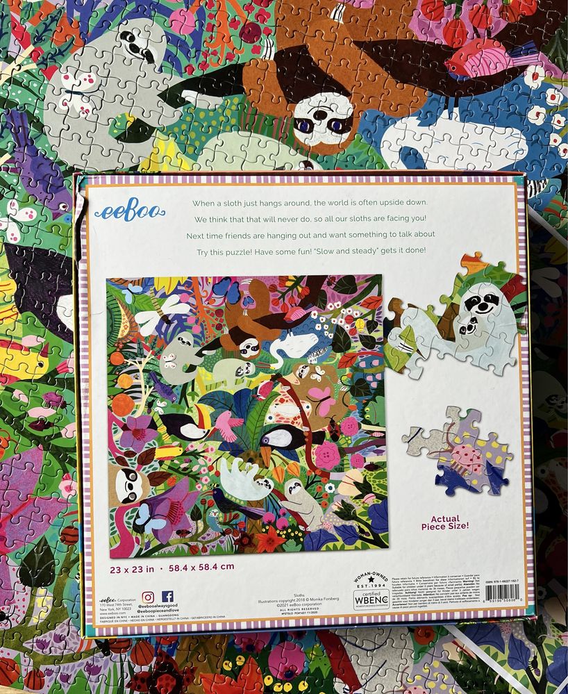 Puzzle 1000 eeBoo Sloths Leniwce