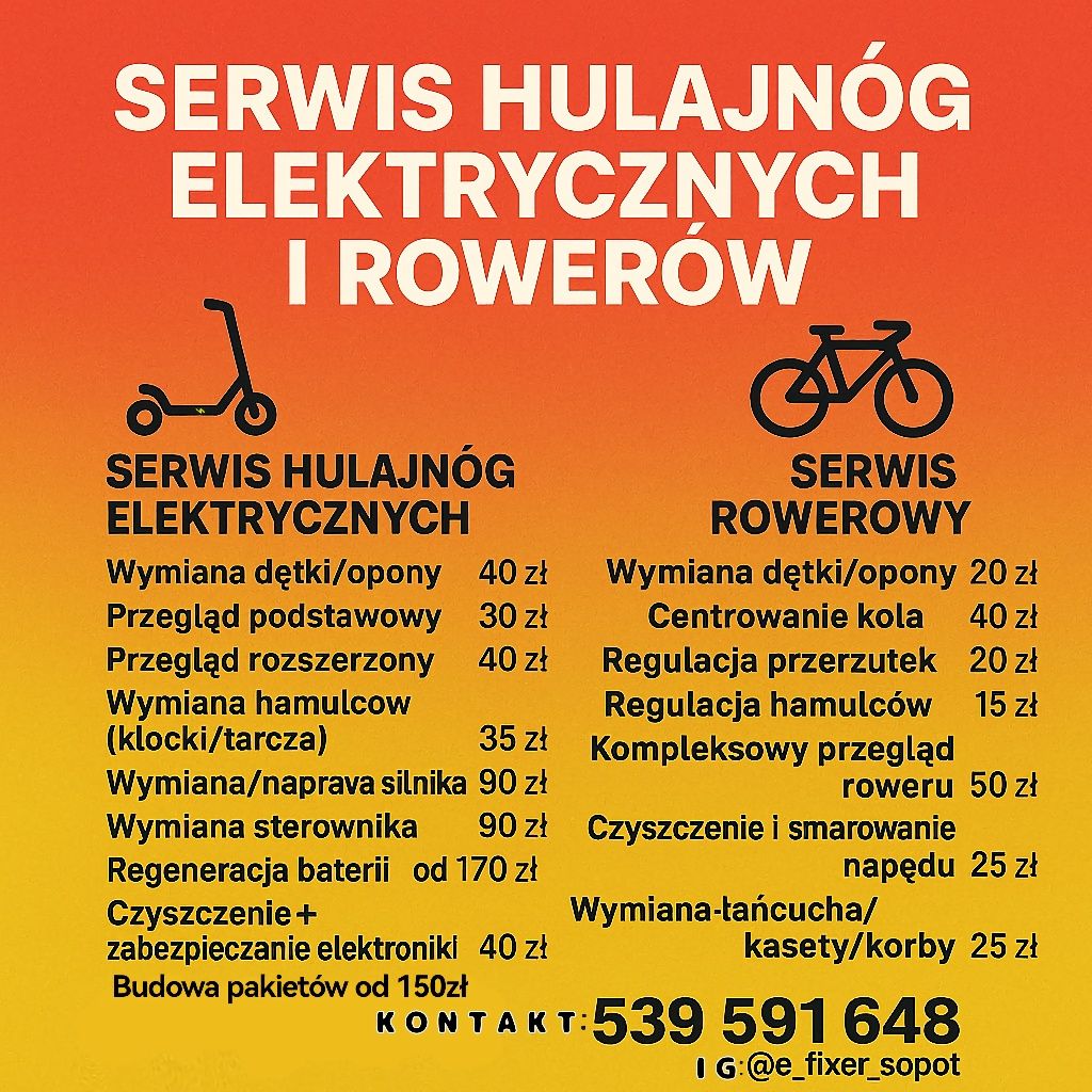 Serwis hulajnóg elektrycznych oraz rowerów