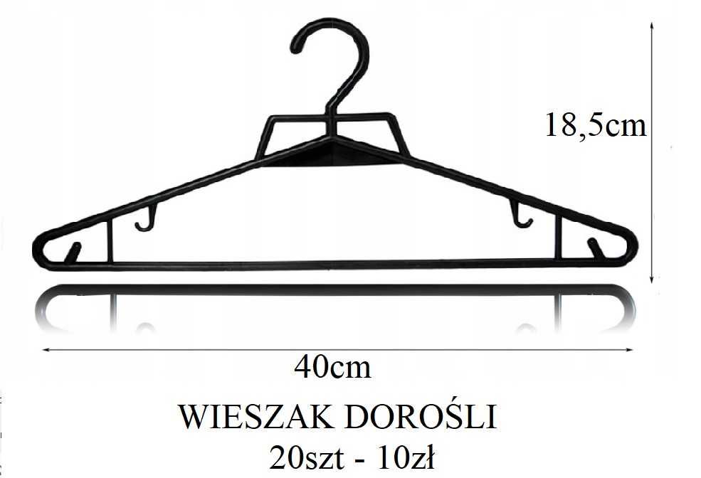 20 sztuk wieszaków czarnych - wieszaki ubraniowe odzieżowe