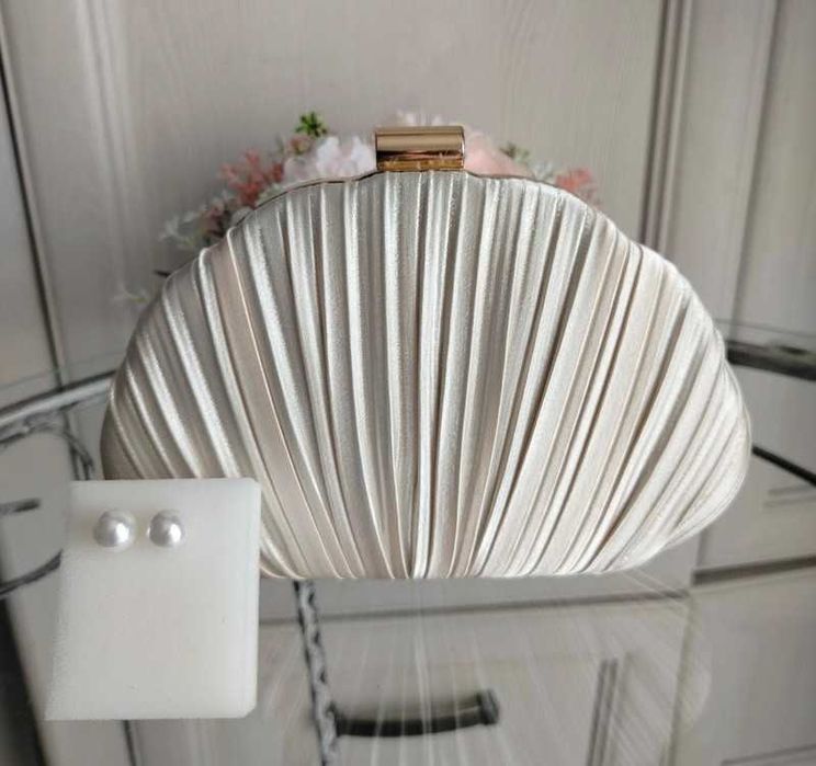 torebka wieczorowa kopertówka coquette vintage retro perły ślub wesele