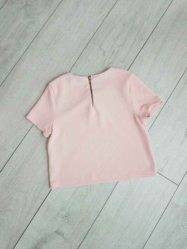 New look pudrowy crop top krótki