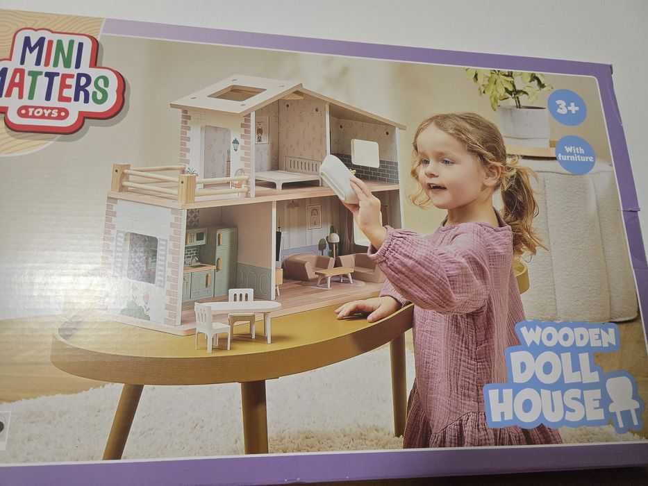 Nowy drewniany Domek dla lalek dla dzieci do zabawy