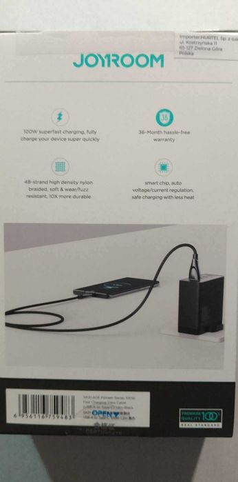 JOYROOM Kabel USB - USB Typ C 100W 1,2 m czarny