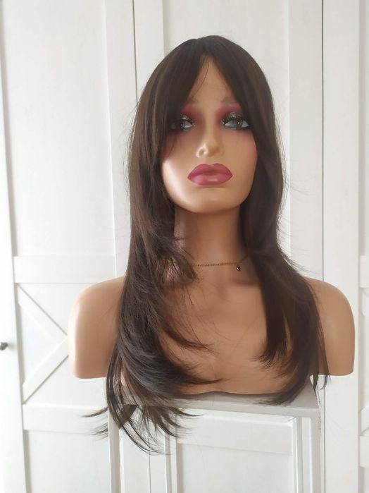 Peruka ciemna długa czekoladowy brąz