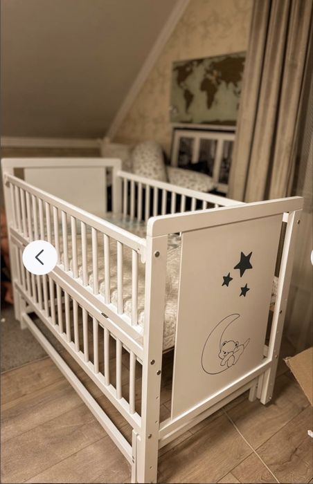 Дитяче ліжко кроватка 120*60 дубик-М з маятником і з матрасом НОВЕ