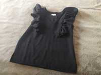 Czarna bluzka By Design M z falbanami jak nowa elegancka okazja