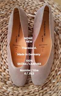 NOWE  Theresia M.  Niemieckie wygodne buty skórzane, 100% Skóra, 39,5