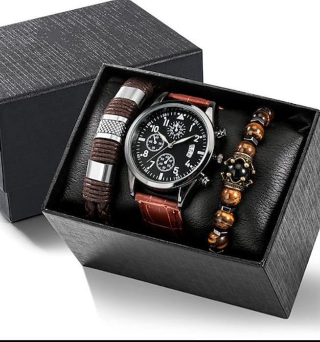 Relógio quartzo masculino com 2 pulseiras de oferta