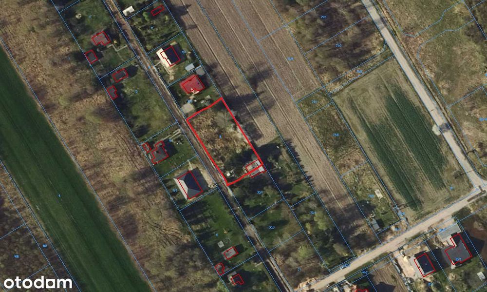 Działka ogrodzona z małym domkiem w Justynowie, ul. Wspólna 31