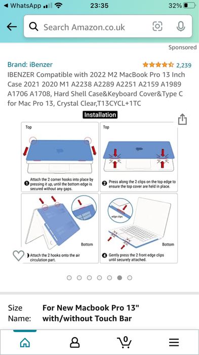 Чохол накладка для Macbook Pro 13