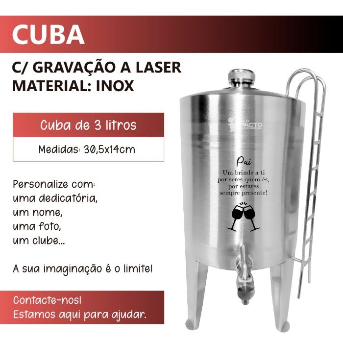 Cubas em Inox com personalização (Gravação a Laser)