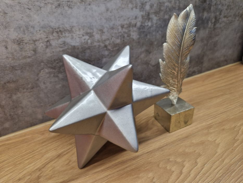 Zestaw ozdob ceramiczna gwiazda + piórko