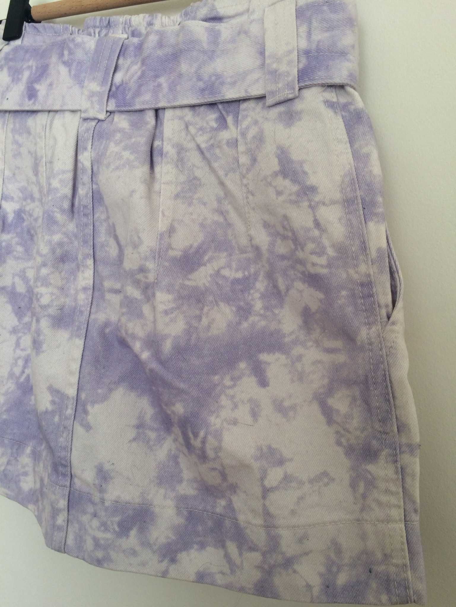 Bershka nowa mini Lilac marmurka z paskiem bawełna xs 24 tiedie