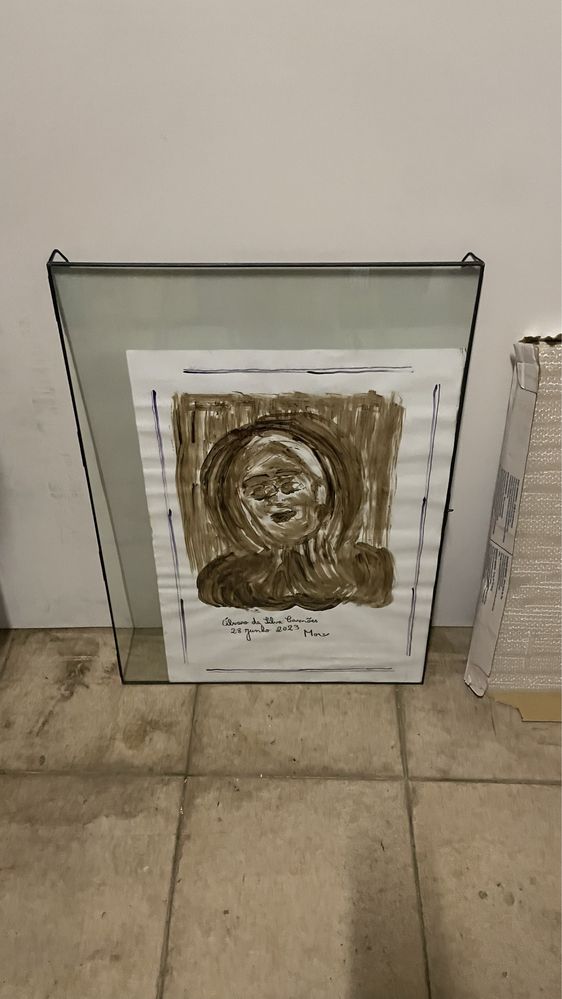 Quadro em vidro a pintura é oferta
