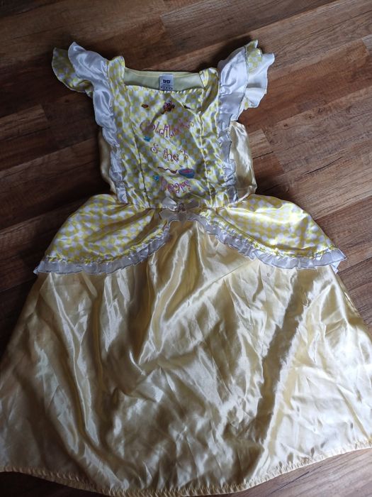 Złotowłosa przebranie 122 128 żółta sukienka bal 7 8