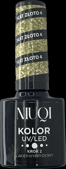 6 x Niuqi Lakier Hybrydowy Uv/Led 5ml Brokat Złoto 4 ZESTAW