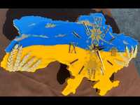 Настінний годинник з епоксидної смоли "Мапа України"