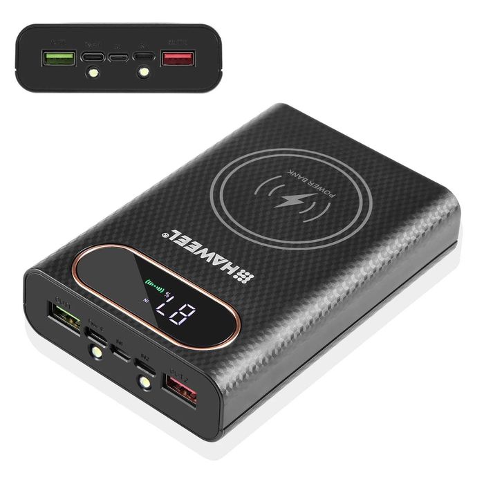 Powerbank HAWEEL z aku. Lit-jon 21700, 4 x 5000 mAh = 20000 mAh, QC4