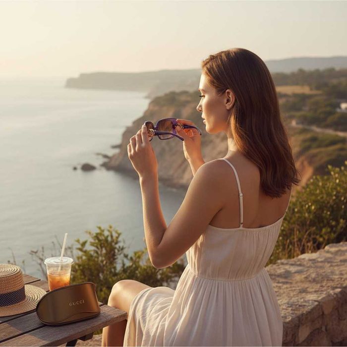 Женские солнцезащитные очки GUCCI Purple Frame Interlocking Оригинал