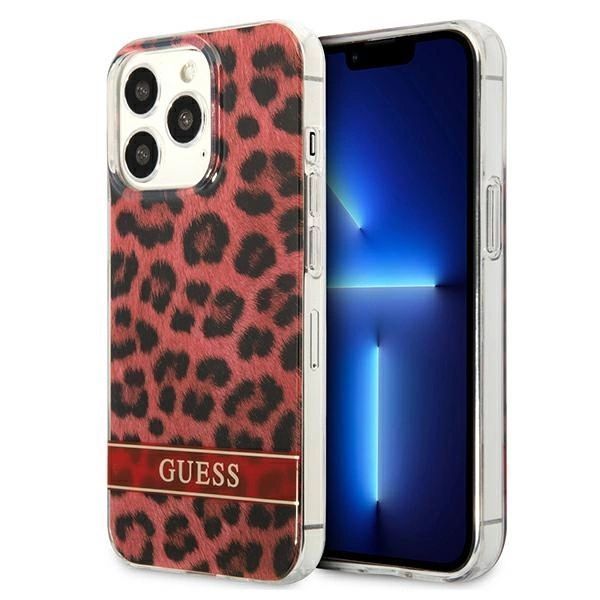 Etui Guess Leopard na iPhone 13 Pro / iPhone 13 - czerwone
