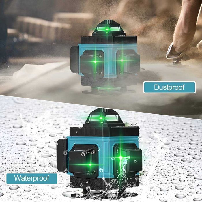 Лазерний нівелір 4D, 16 ліній, самовирівнюючий, 2 акумулятори