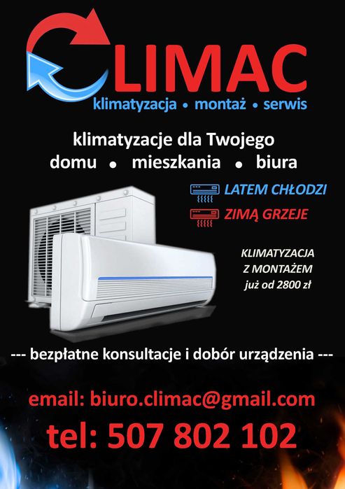 klimatyzacja z funkcją grzania /serwis/montaż