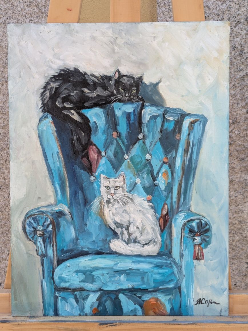 Quadro pintado á óleo sobre tela colada em cartão, 40x30 cm