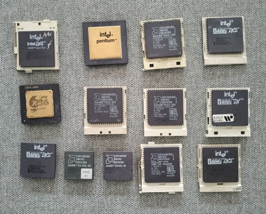 Lote CPUs Cerâmicos Vintage Intel AMD Cyrix + EPROM + Zilog Z8530 |