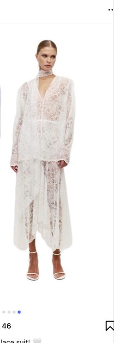 Комплект, біла блуза та спідниця, мережевні