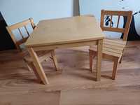 Mebelki dziecięce drewniane stolik+2 krzesełka