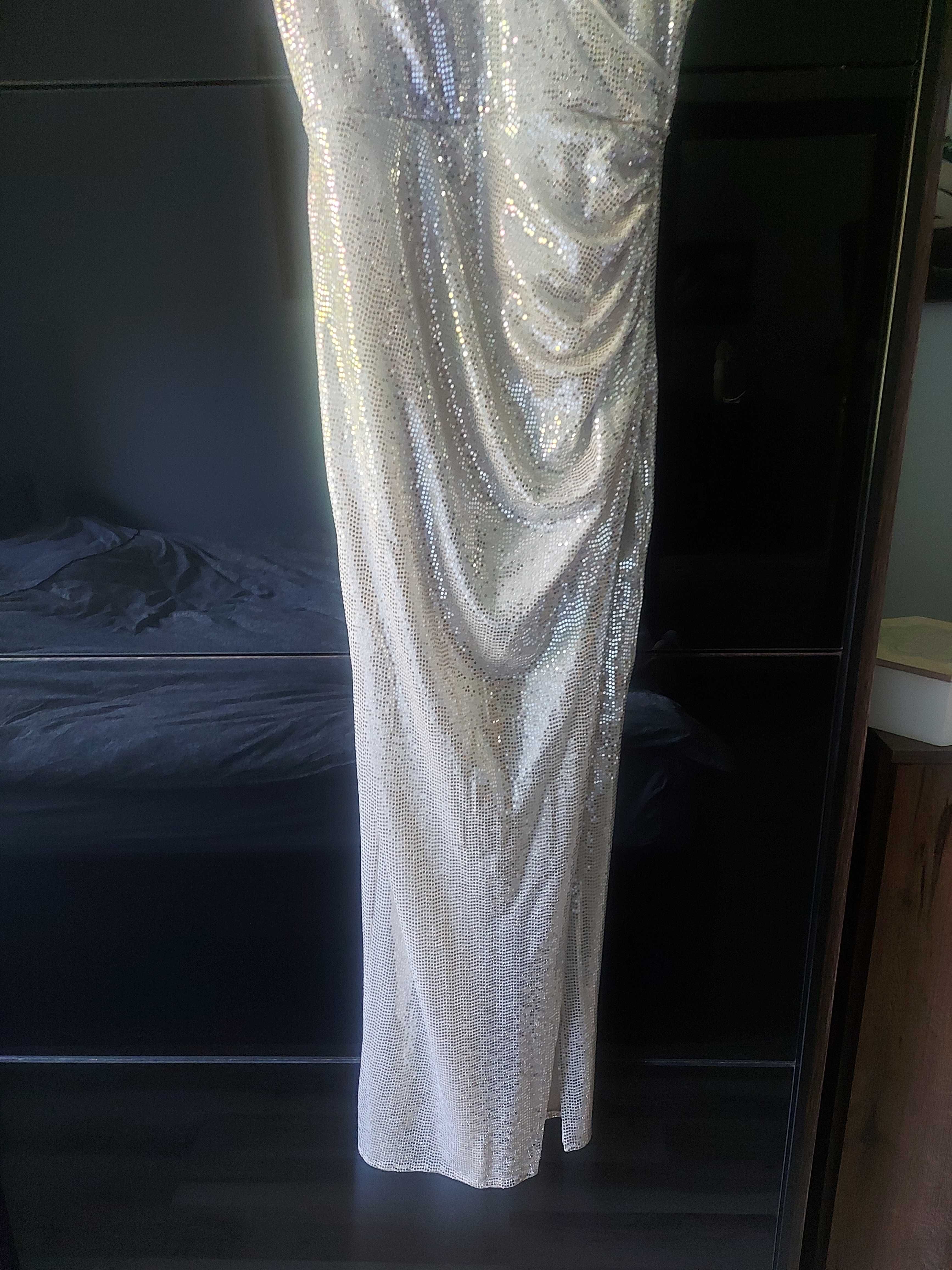 Sukienka cekinowa srebrna rozm s
