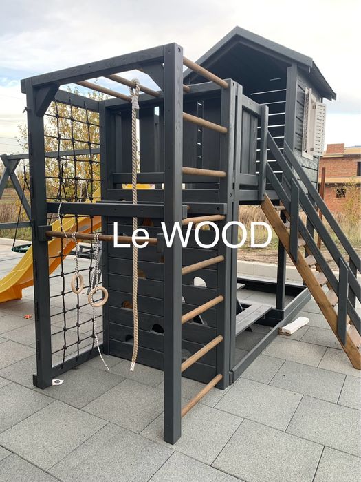 Майданчик дитячий. Комплекс. Будиночок. Гірка. Гойдалка. Столик.