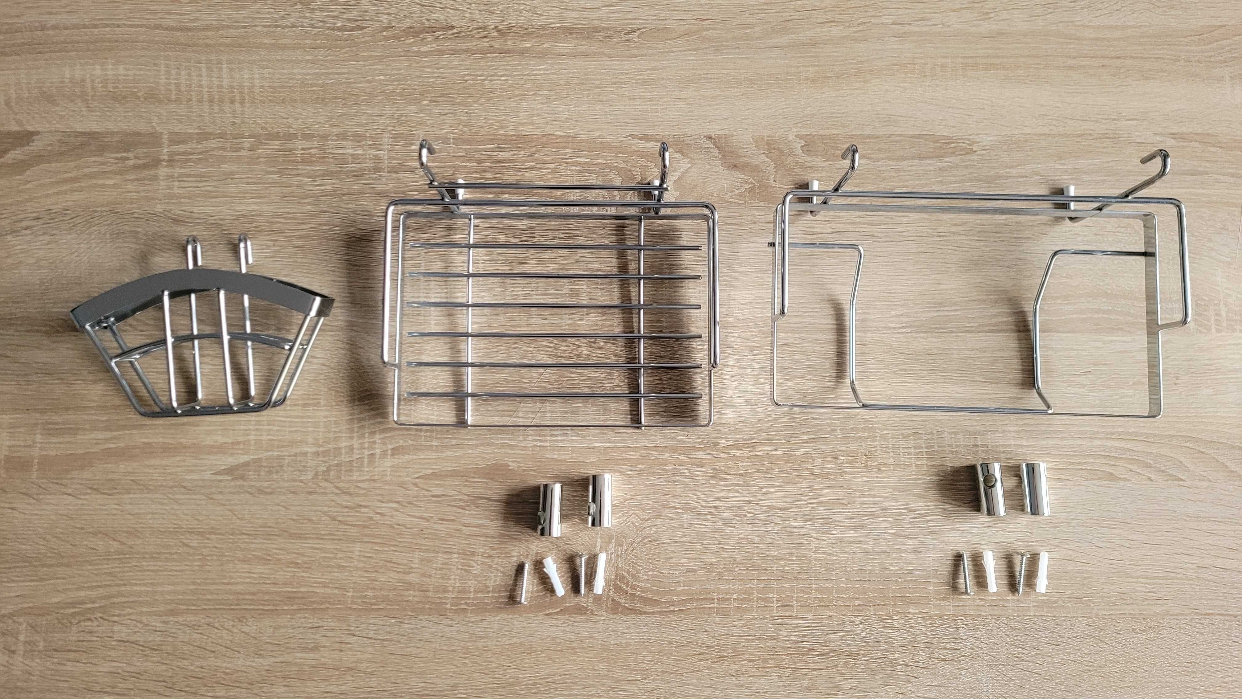 Zestaw koszyków pod prysznic IKEA półka łazienkowa metalowa chromowana