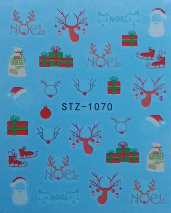 STZ1070 Naklejki wodne zima święta renifer Rudolf